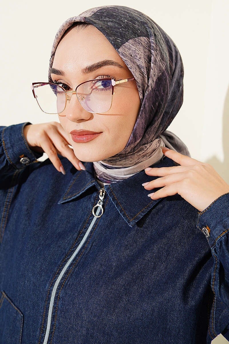 Karışık Desen Bambu Kraş Ayda Eşarp Vanilya