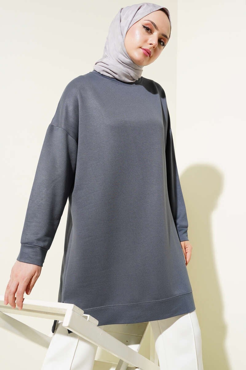 Loyşa Armalı Basic Tunik Füme