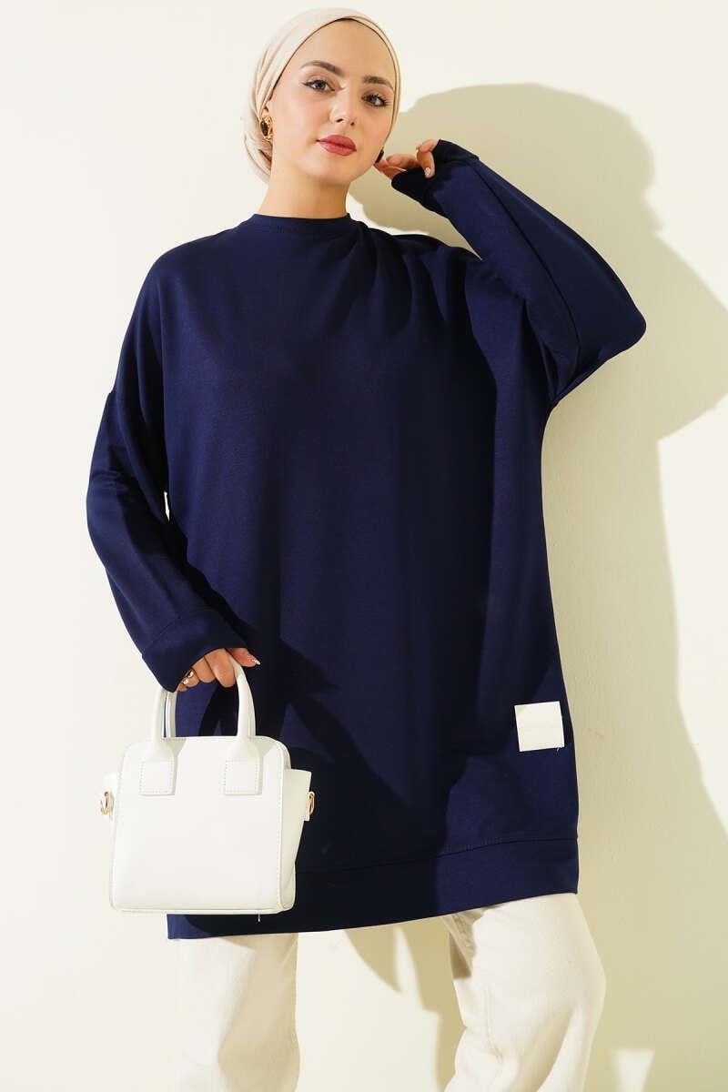 Loyşa Armalı Basic Tunik Lacivert