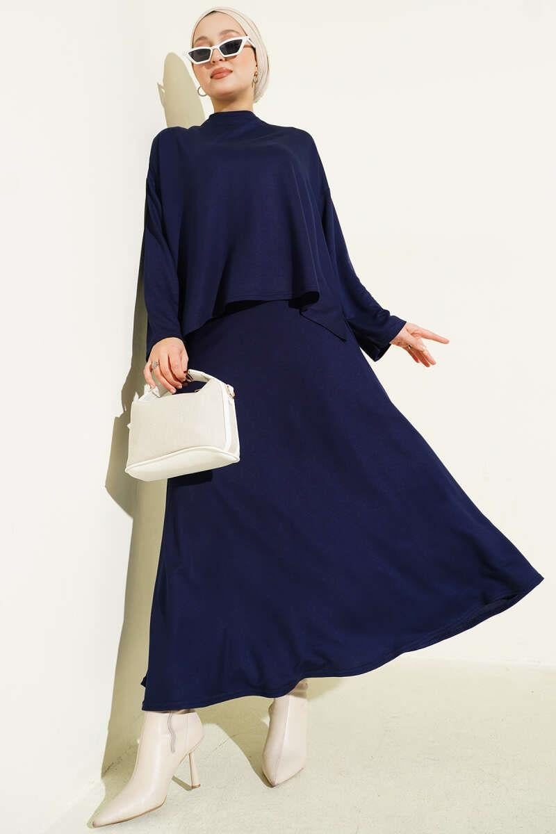Loyşa Basic Tunik Etek İkili Takım Lacivert