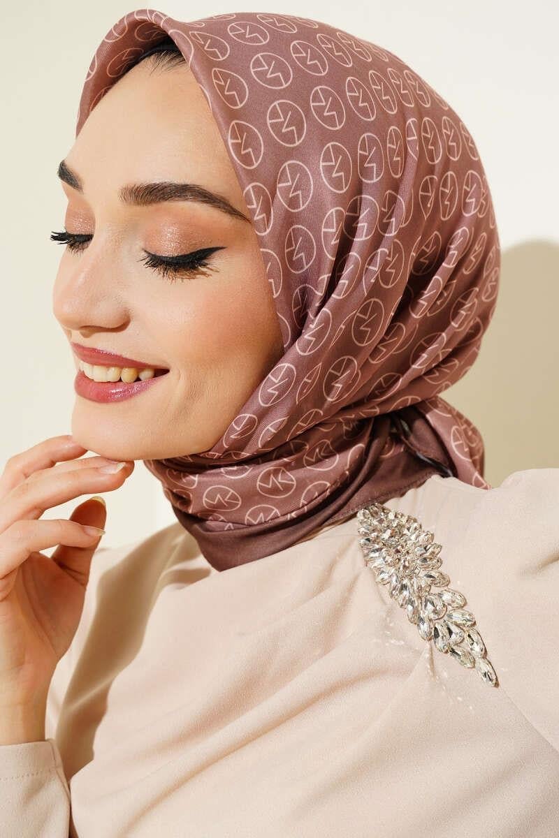 MK Desen Soft Eşarp Açık Kahve