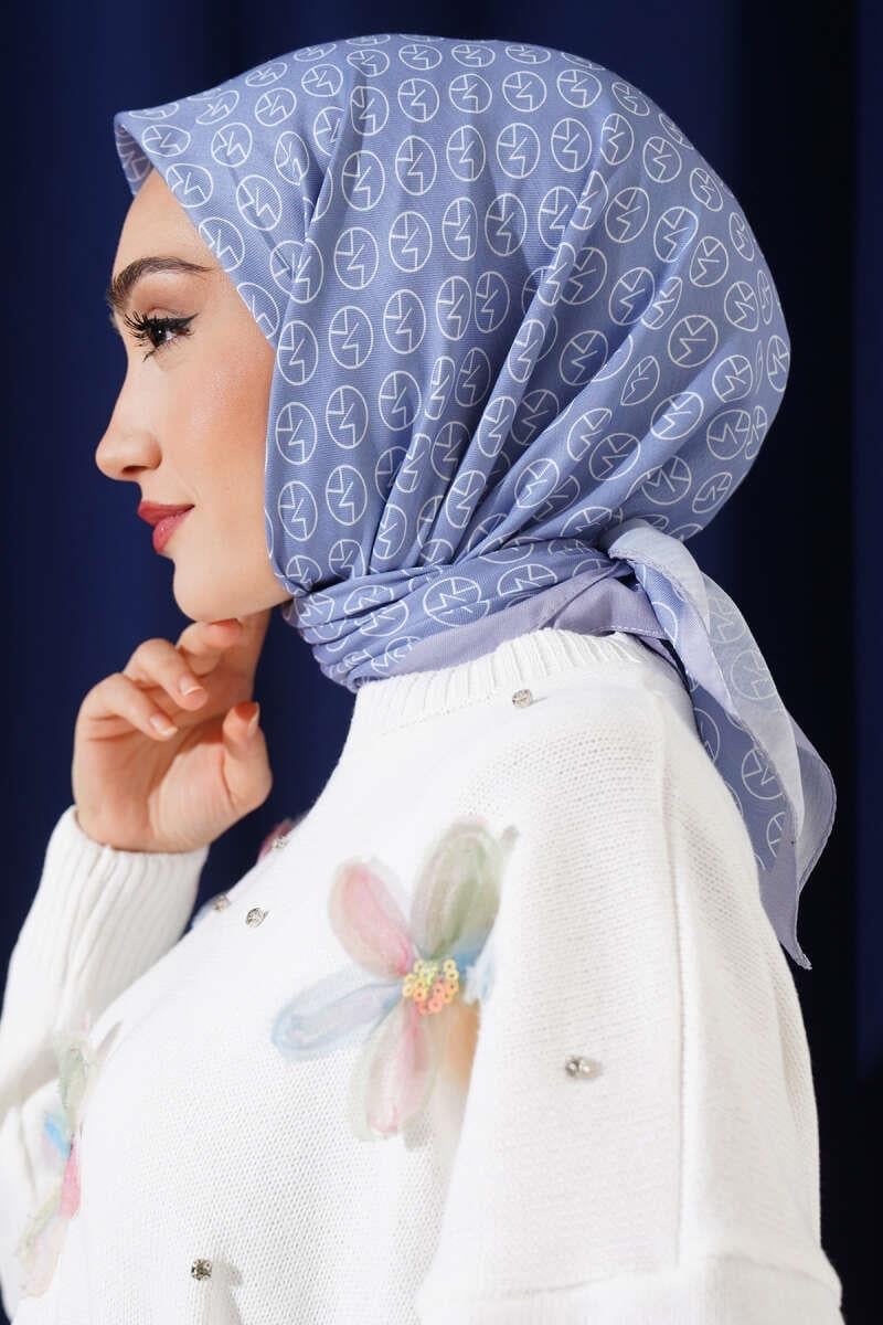 MK Desen Soft Eşarp Mavi