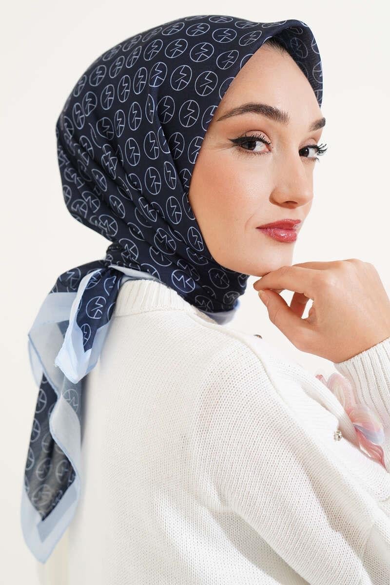 MK Desen Soft Eşarp Mavi Lacivert