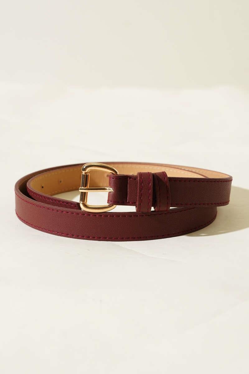 Metal Aksesuarlı Kemer Bordo