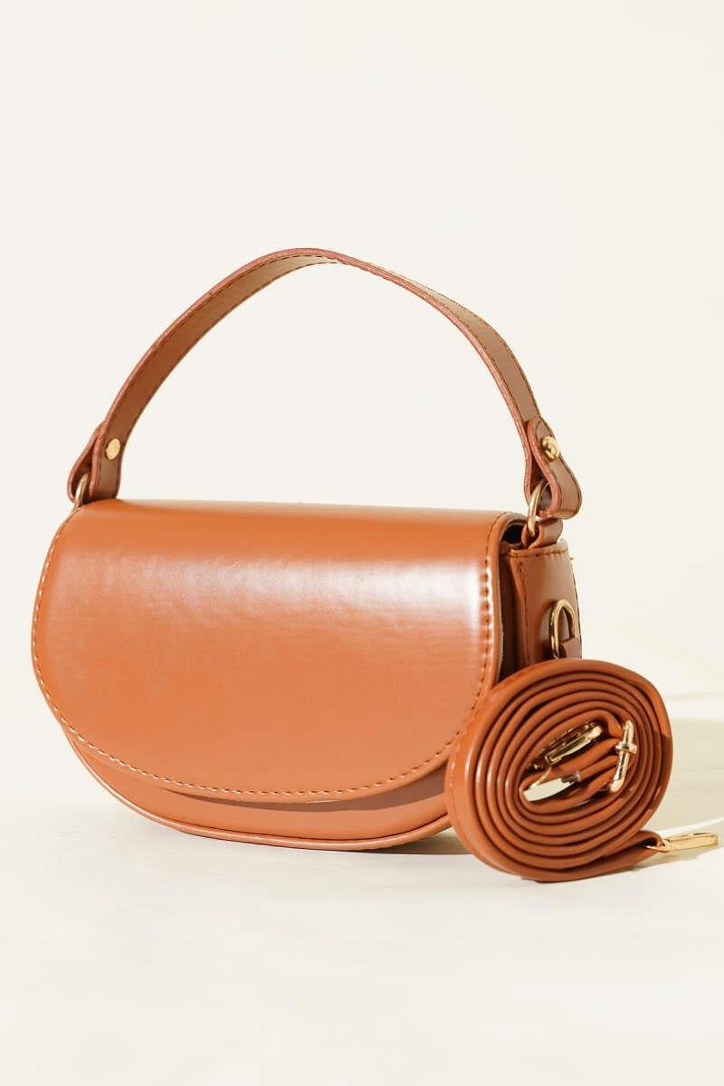 Mıknatıslı Oval El Çanta Taba