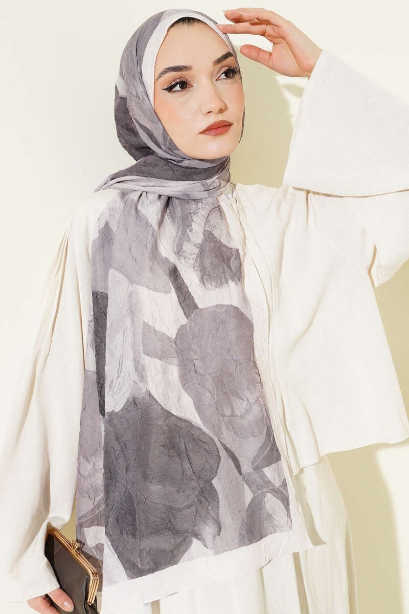 Modern Floral Desen Bambu Kraş Şal Taş