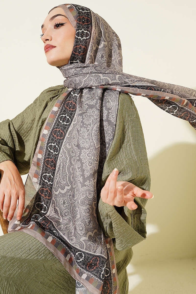 Motif Desenli Soft Şal Bej