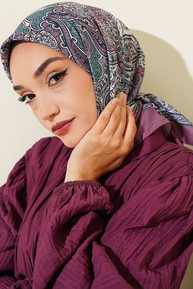 Otantik Motifli Eşarp Magenta