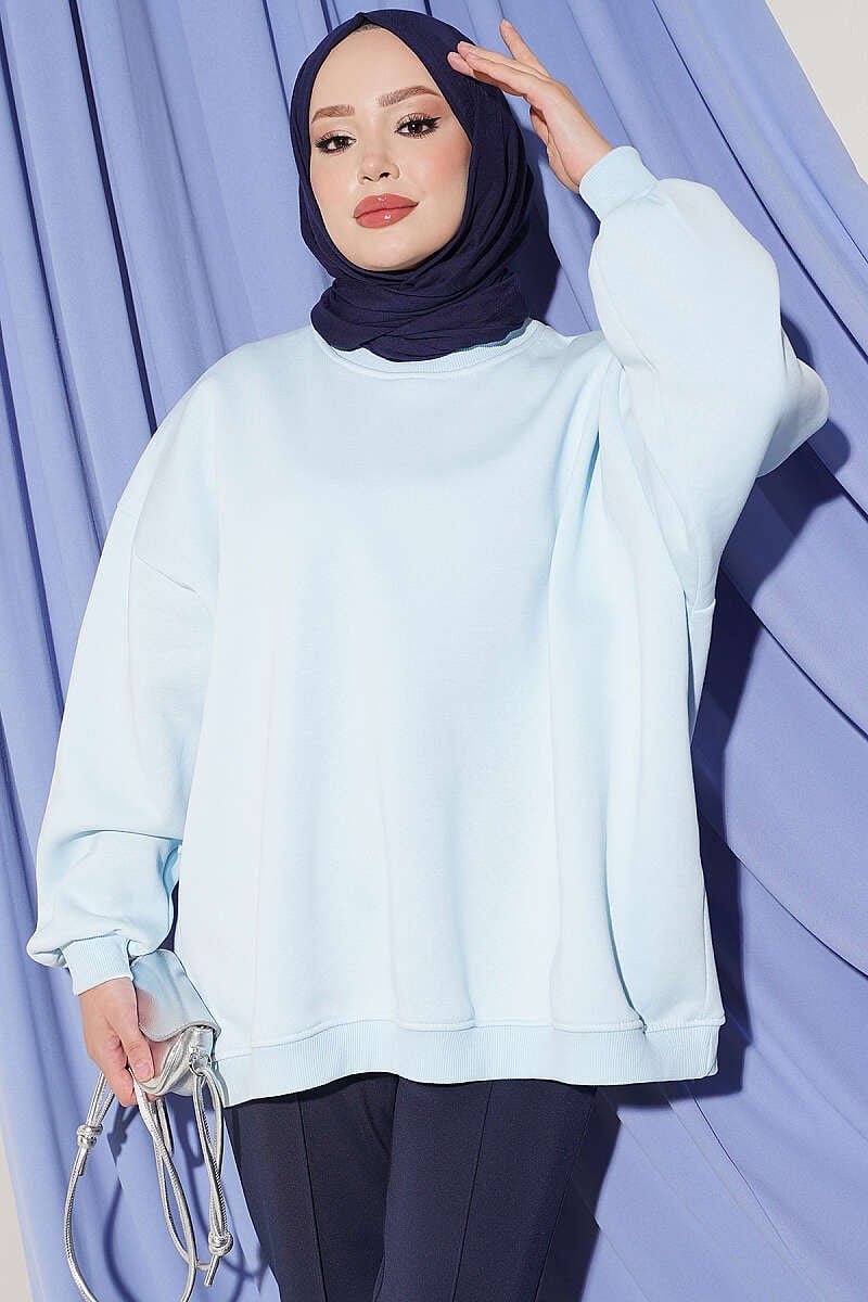 Oversize Düşük Omuzlu Tunik Bebe Mavi