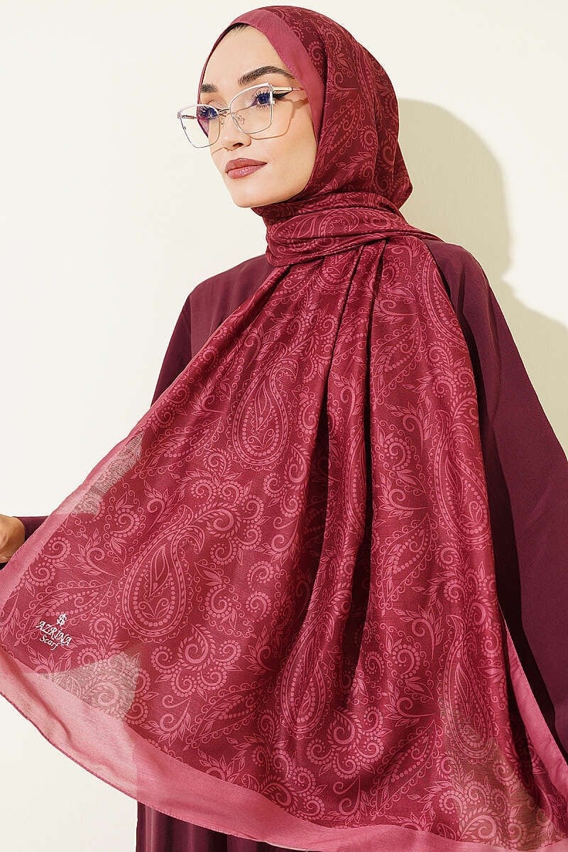 Paisley Motifli Soft Şal Gül Kurusu