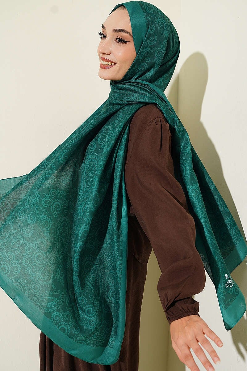 Paisley Motifli Soft Şal Zümrüt