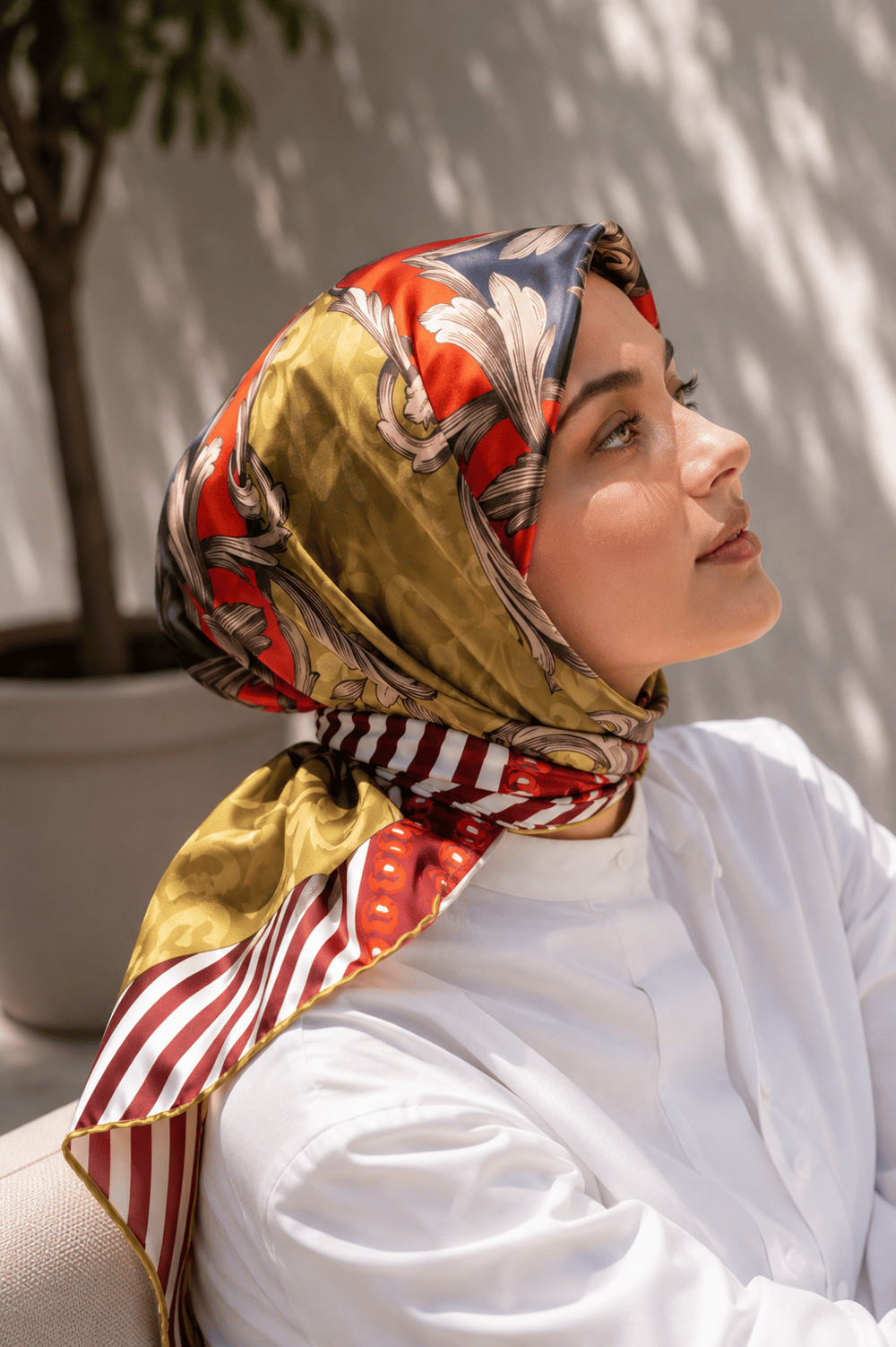 Patchwork Desen Eşarp Serisi Latte