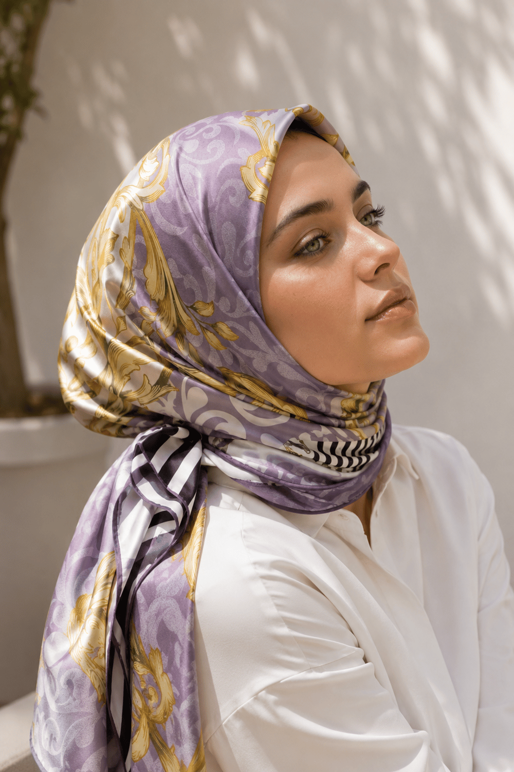 Patchwork Desen Eşarp Serisi Lila