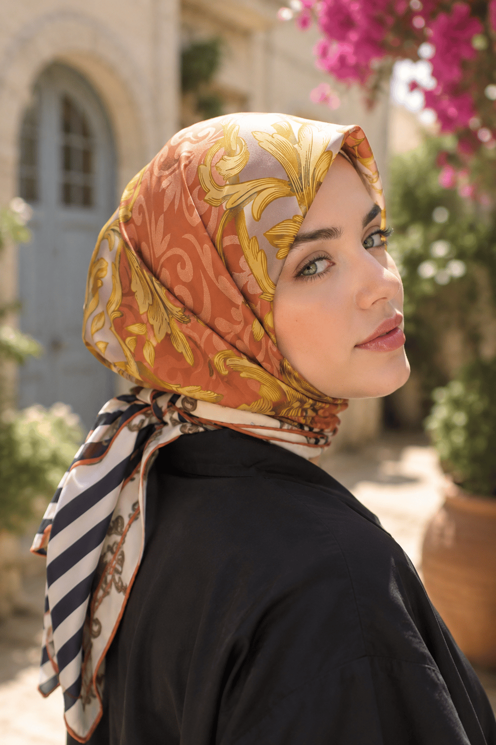 Patchwork Desen Eşarp Serisi Somon