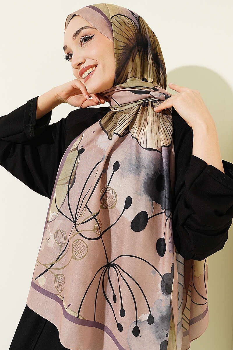 Poppy Desen Liva Modal Şal Latte