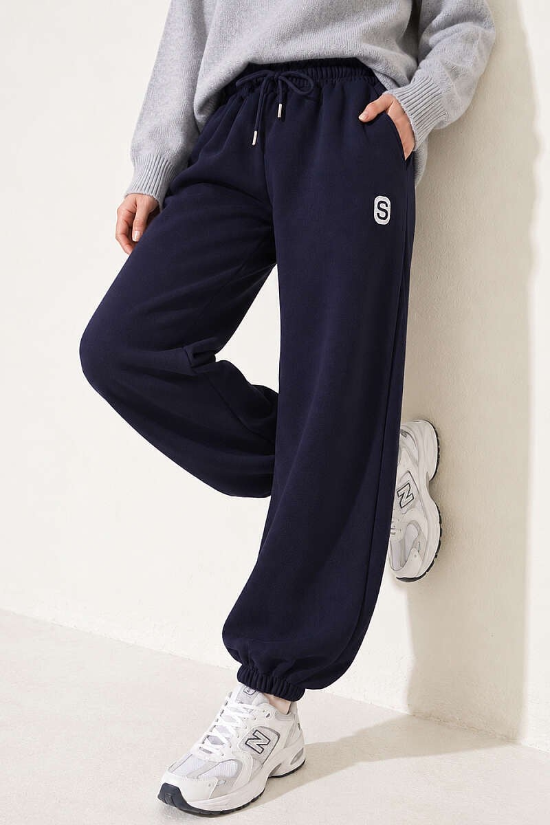 S Armalı Şardonlu Jogger Pantolon Lacivert