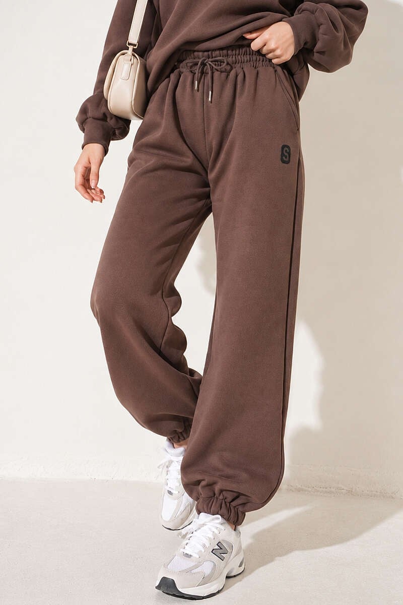 S Armalı Şardonlu Jogger Pantolon Vizon