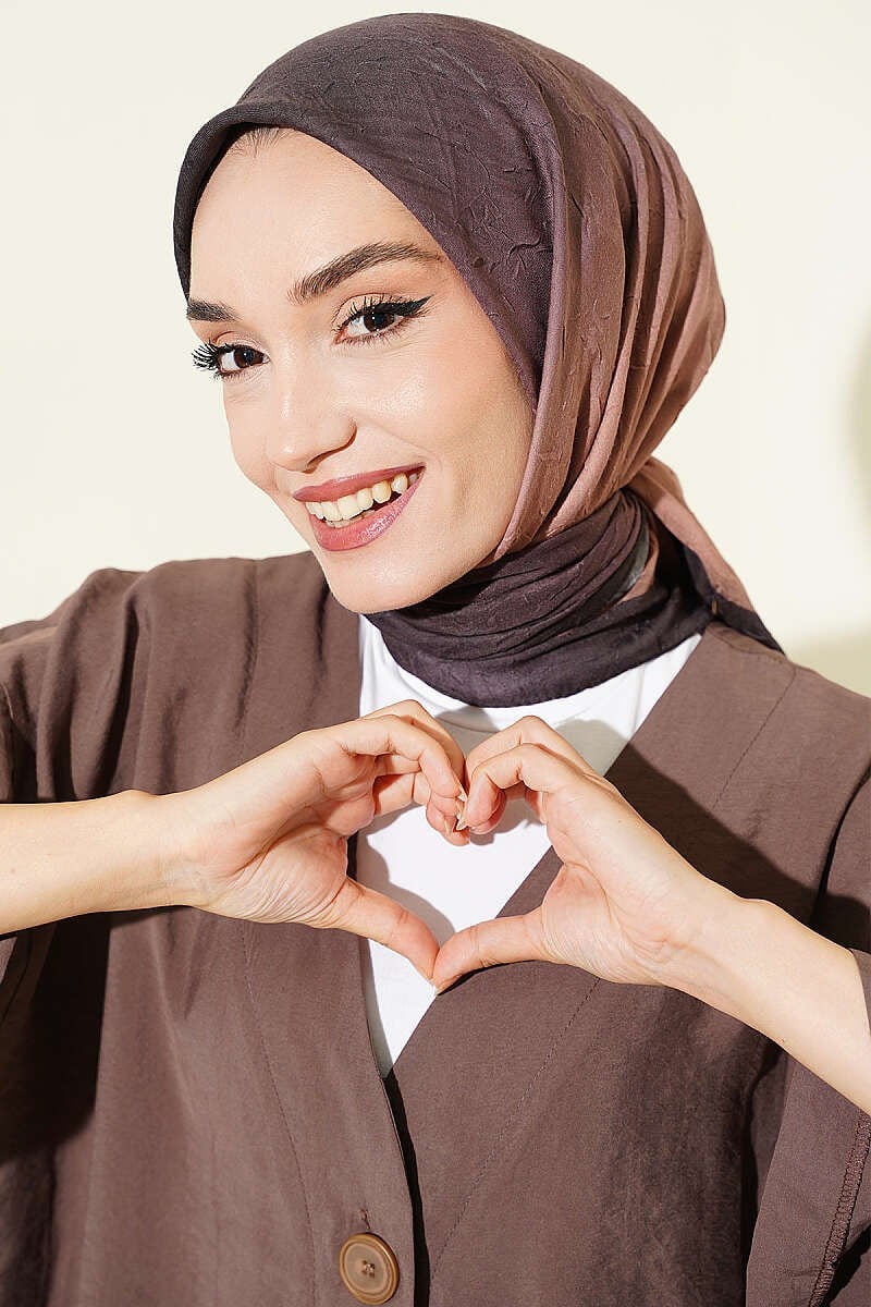 Şeritli Bambu Kraş Eşarp Acı Kahve