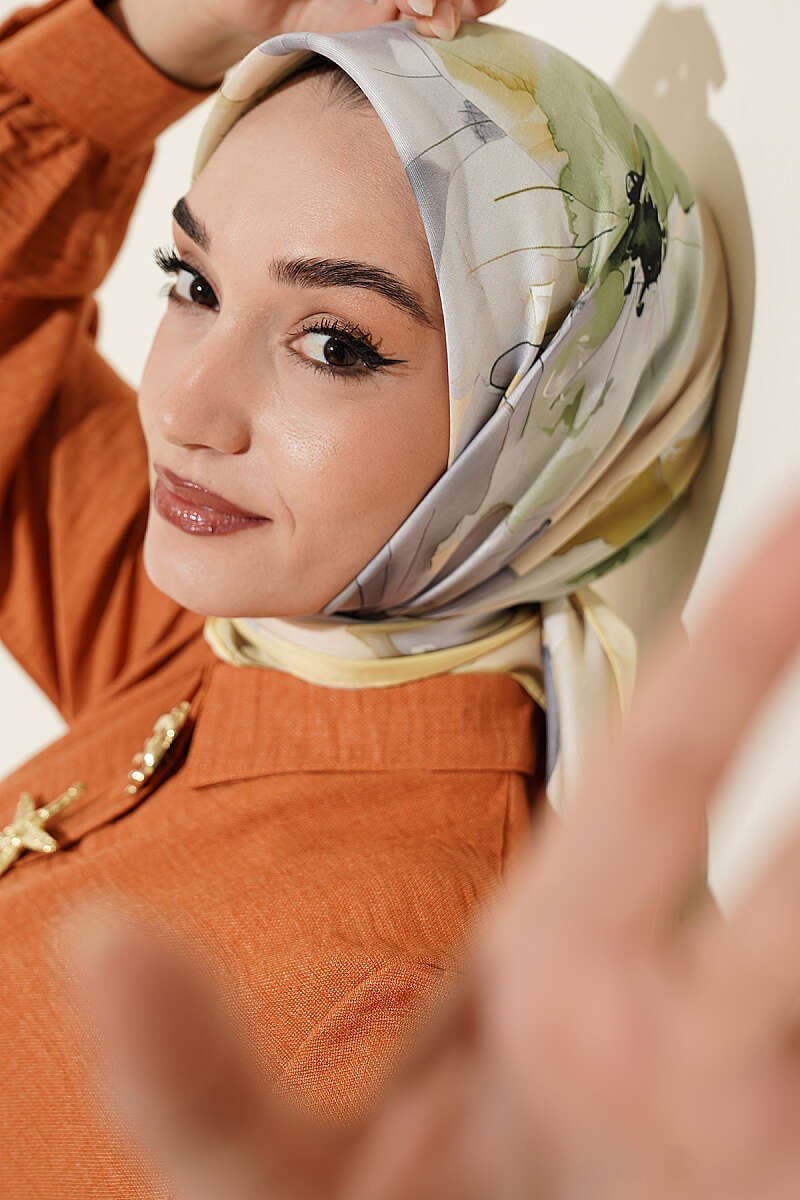Soft Çiçek Desenli Eşarp Sarı