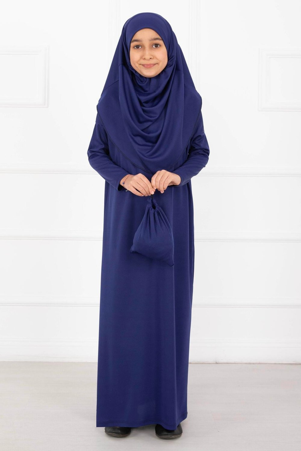 Tesettür Çocuk Namaz Elbisesi Saks