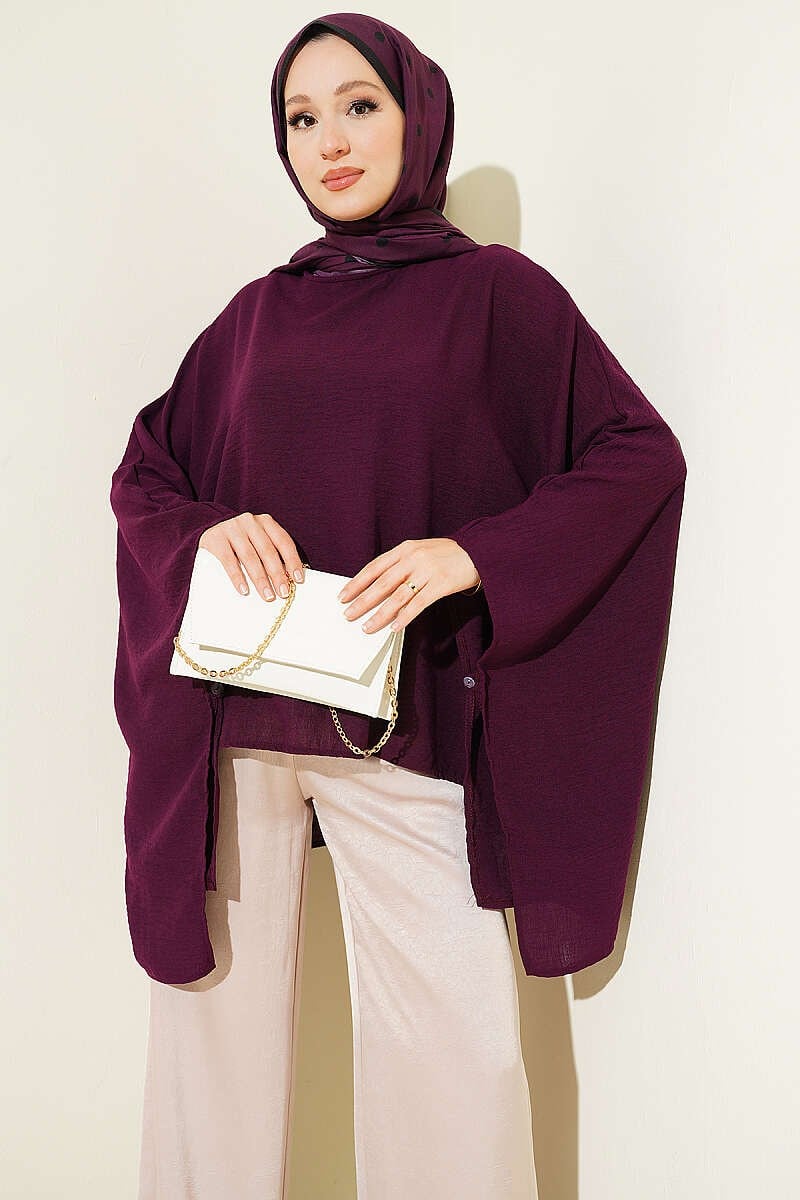 Yarasa Kol Basic Bluz Mürdüm
