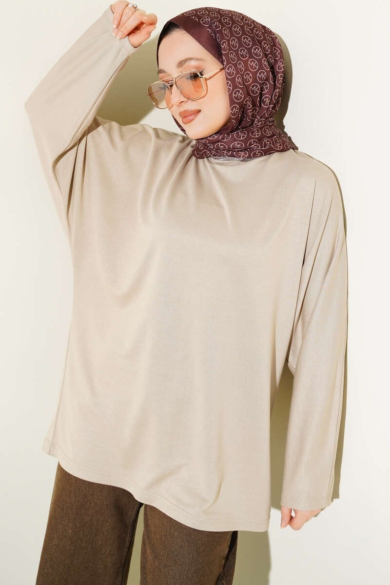 Yarasa Kol Basic Loyşa Tunik Bej