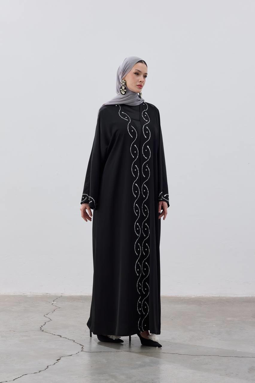 Stone Detailed Premium Abaya BlackStone Detailed Premium Abaya Black