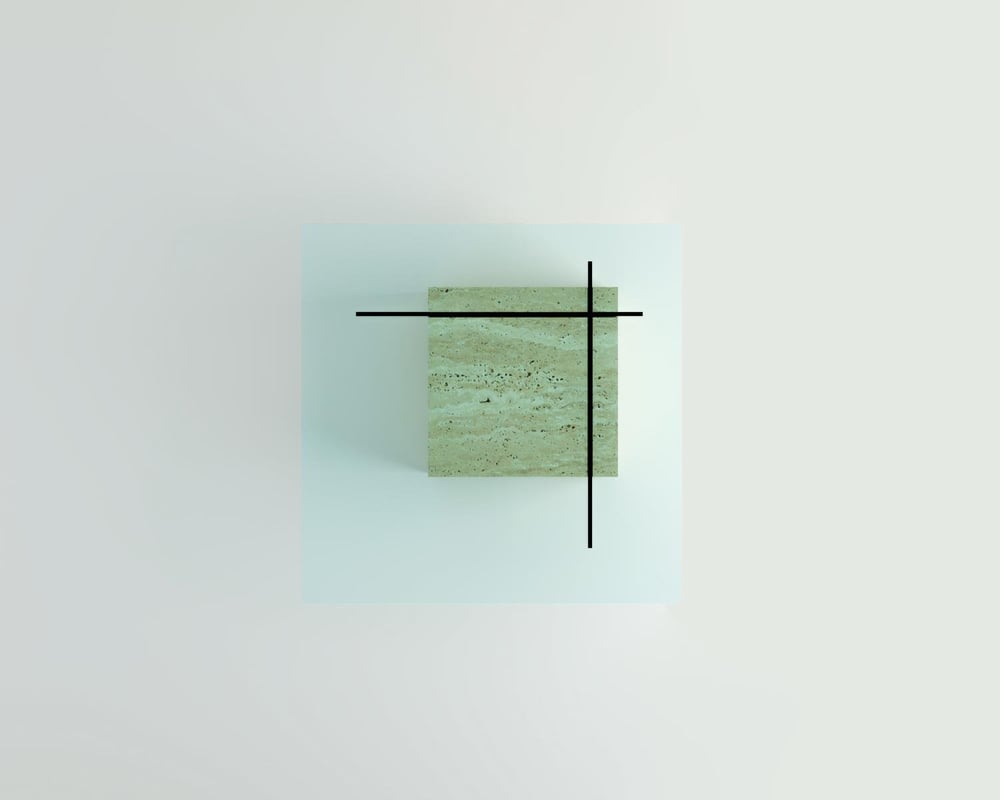 Cora-Travertine Cube Metal Piece Centre Coffee Table