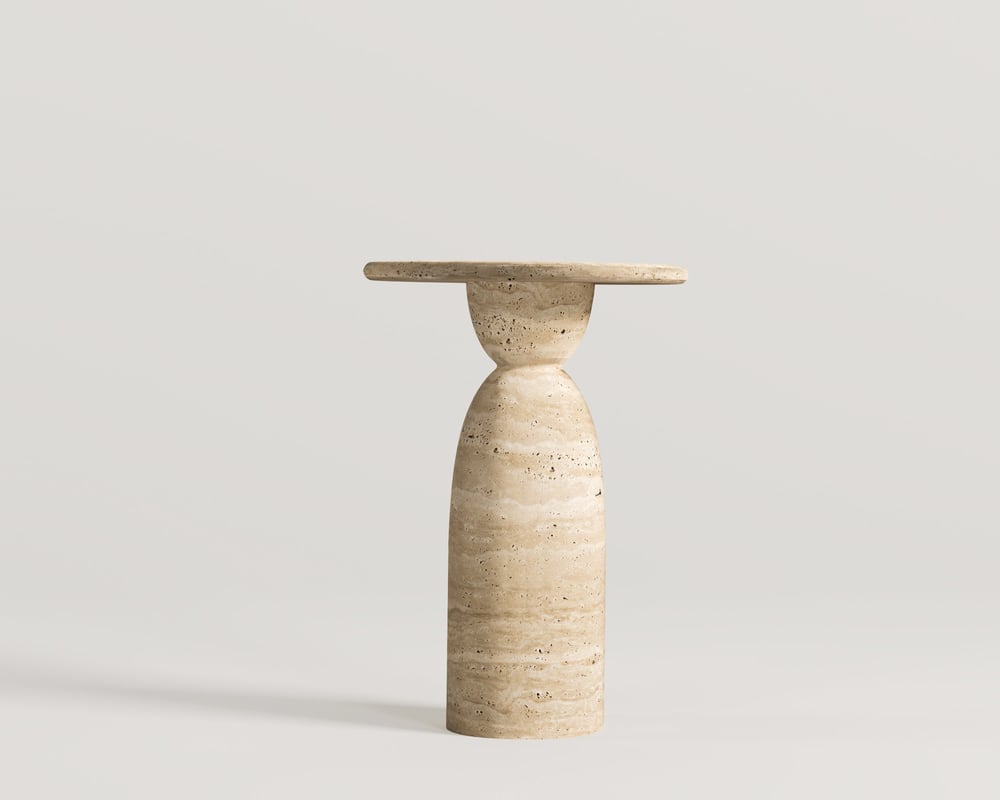 Maude-Travertine Side Table