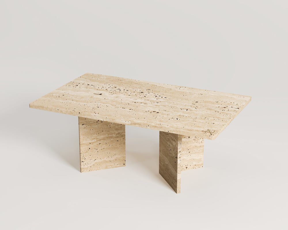 Pearl-Table basse centrale en travertin avec pied en V