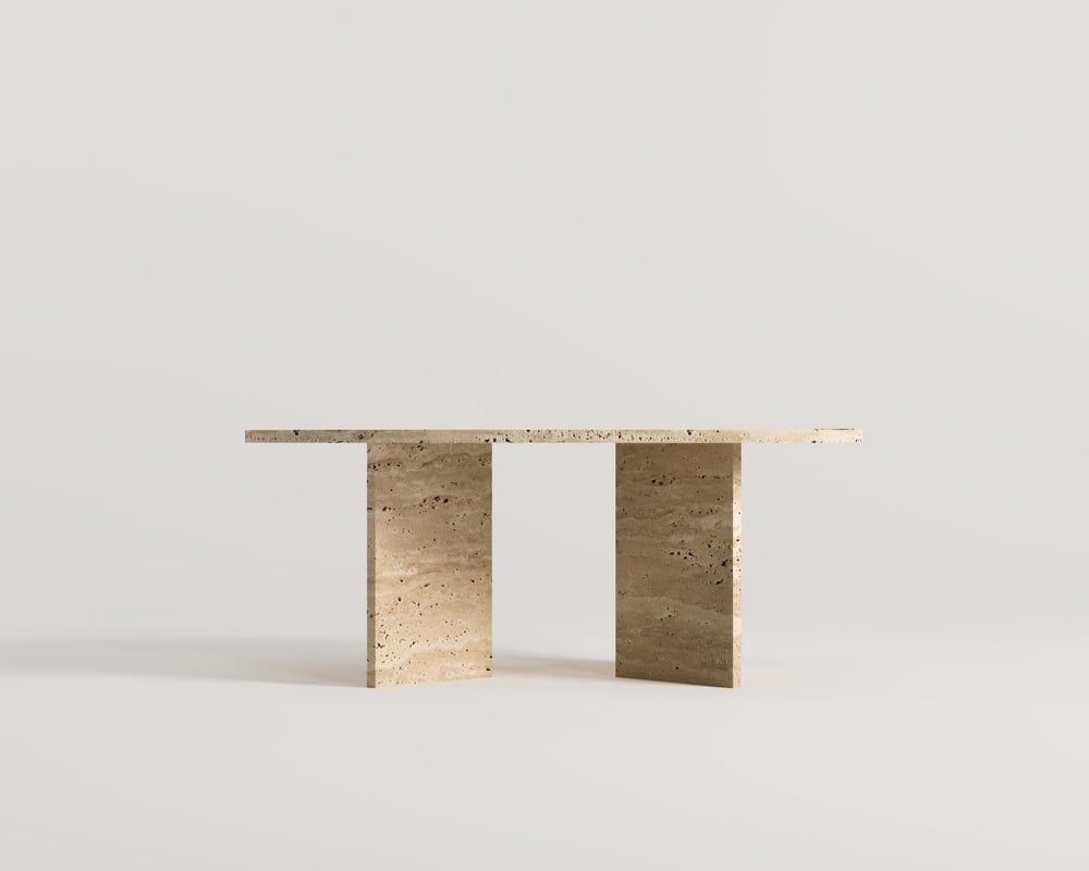 Pearl-Table basse centrale en travertin avec pied en V