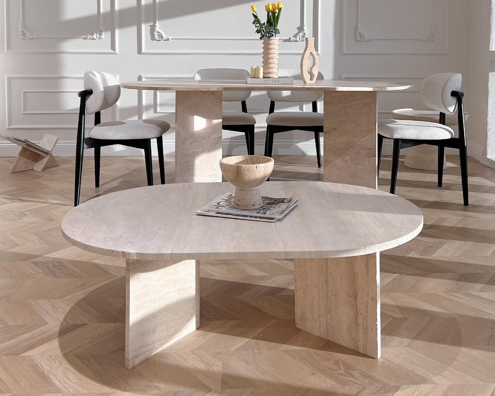 Pearl-Travertin Couchtisch