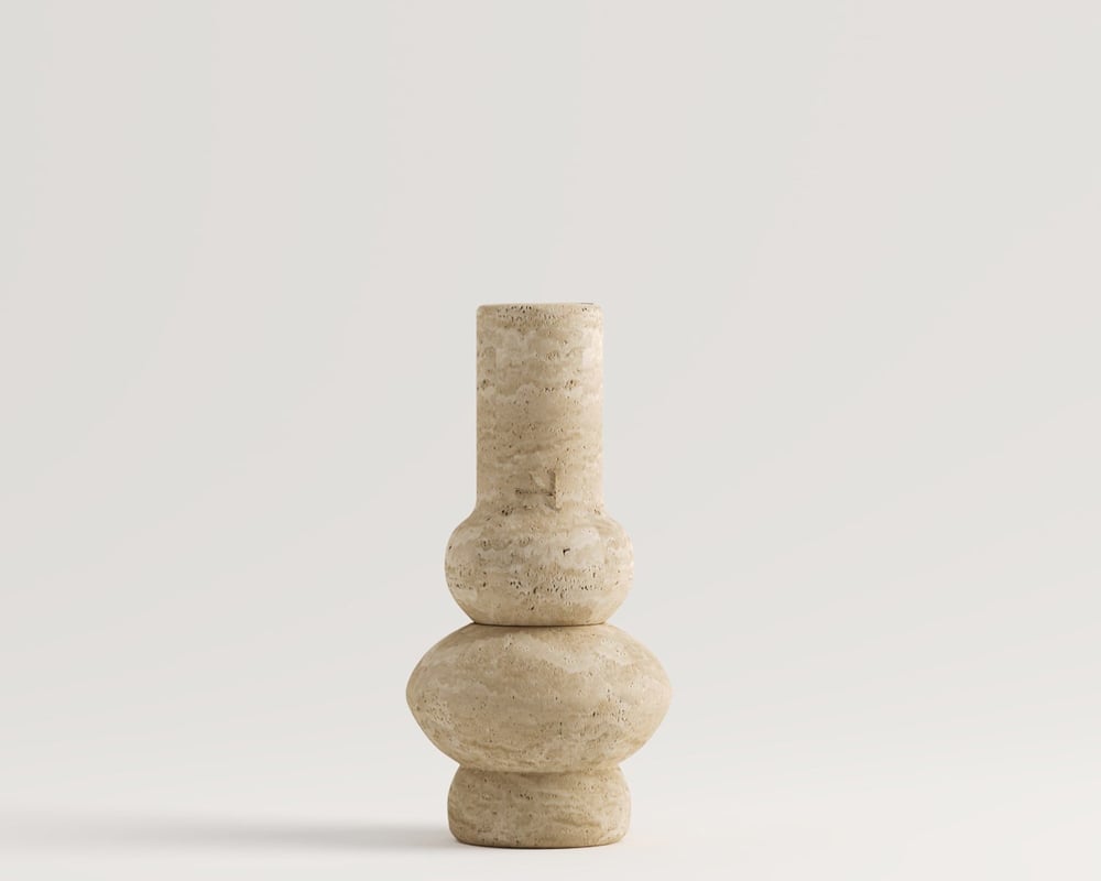 Ruby-Vase en travertin