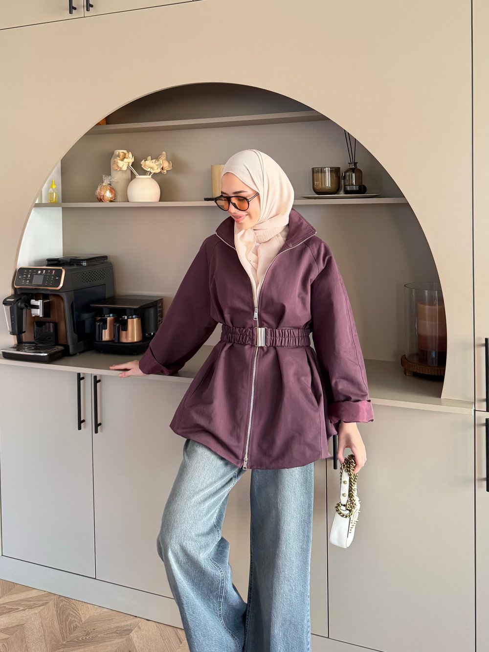 Alara Fermuarlı Trenç Mürdüm (4561)
