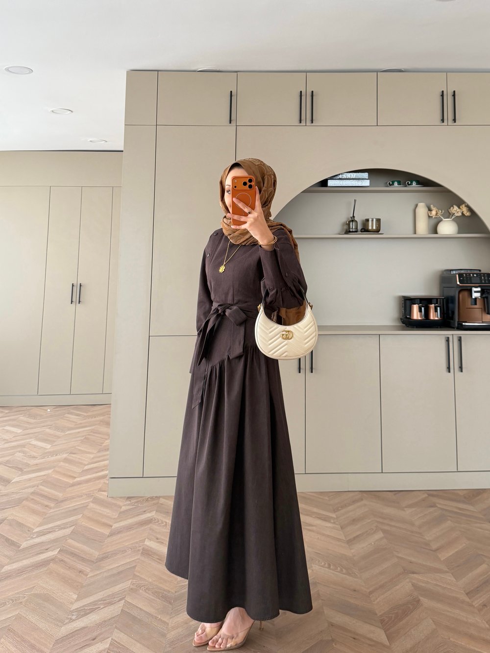 Alba Çıtçıtlı Kot Elbise Acı Kahve (614)
