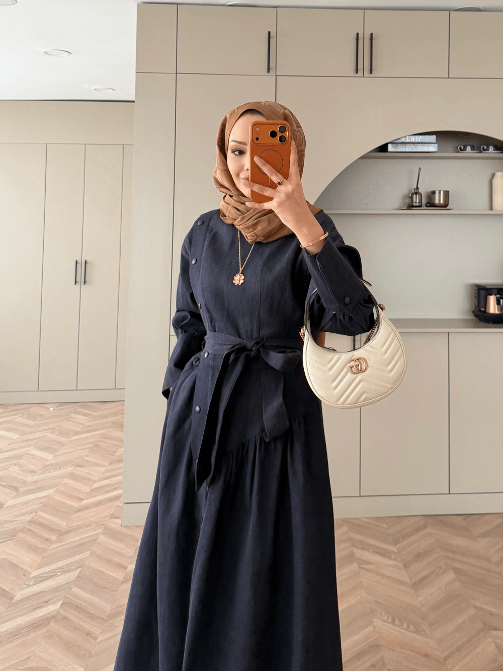 Alba Çıtçıtlı Kot Elbise Lacivert (614)