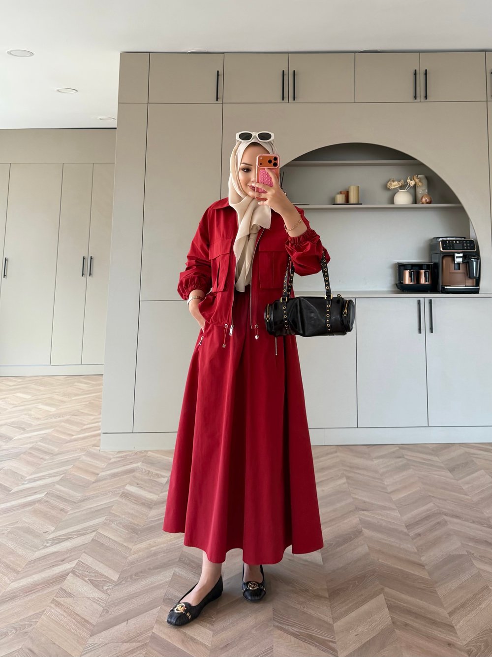 Aley Ceketli Etekli Takım Kırmızı (4577)