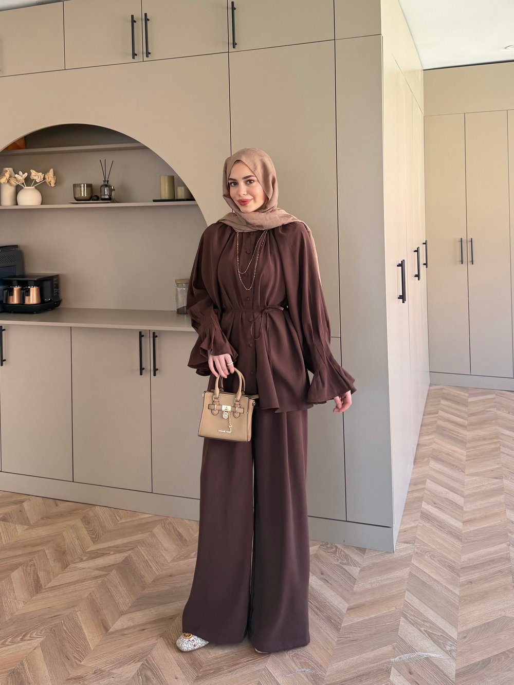 Allow Düğmeli Pantolonlu Takım Kahve (3079)