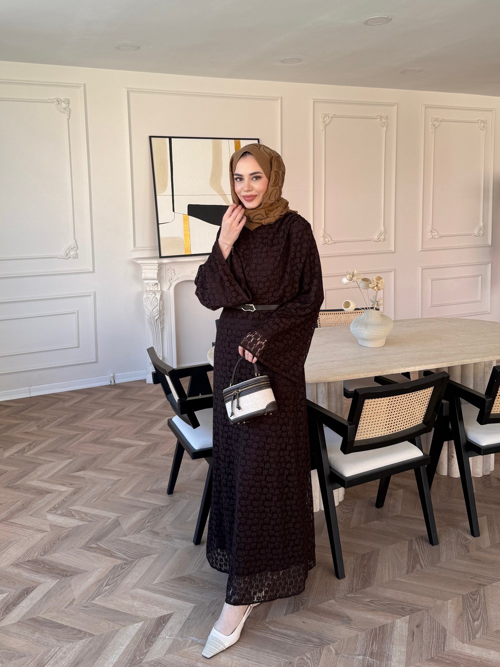 Allure Dantel Elbise Kahve (4465)