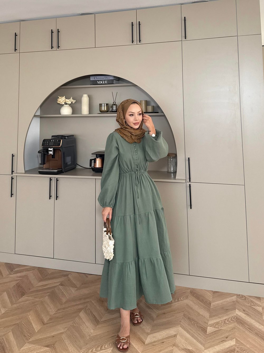 Alya Müslin Elbise Haki