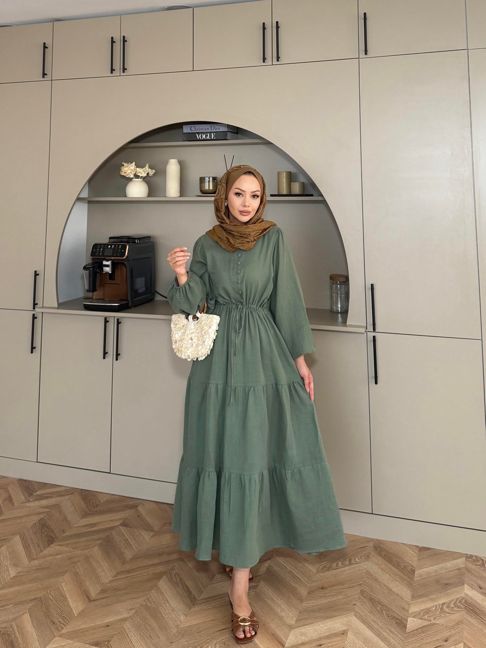 Alya Müslin Elbise Haki