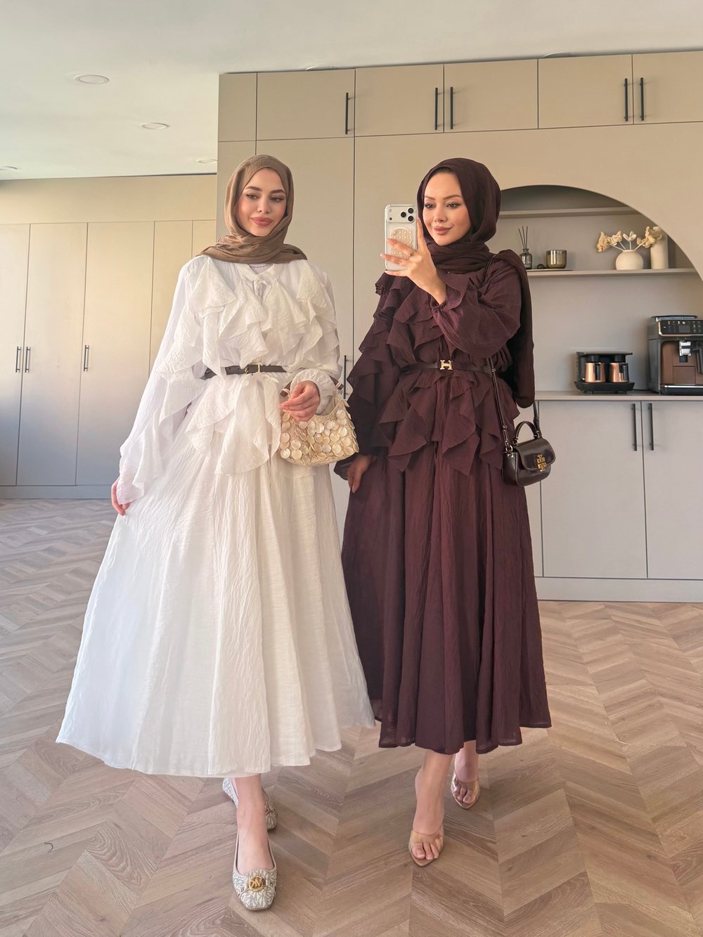 Angelina Fırfırlı Etekli Takım Beyaz (4105)
