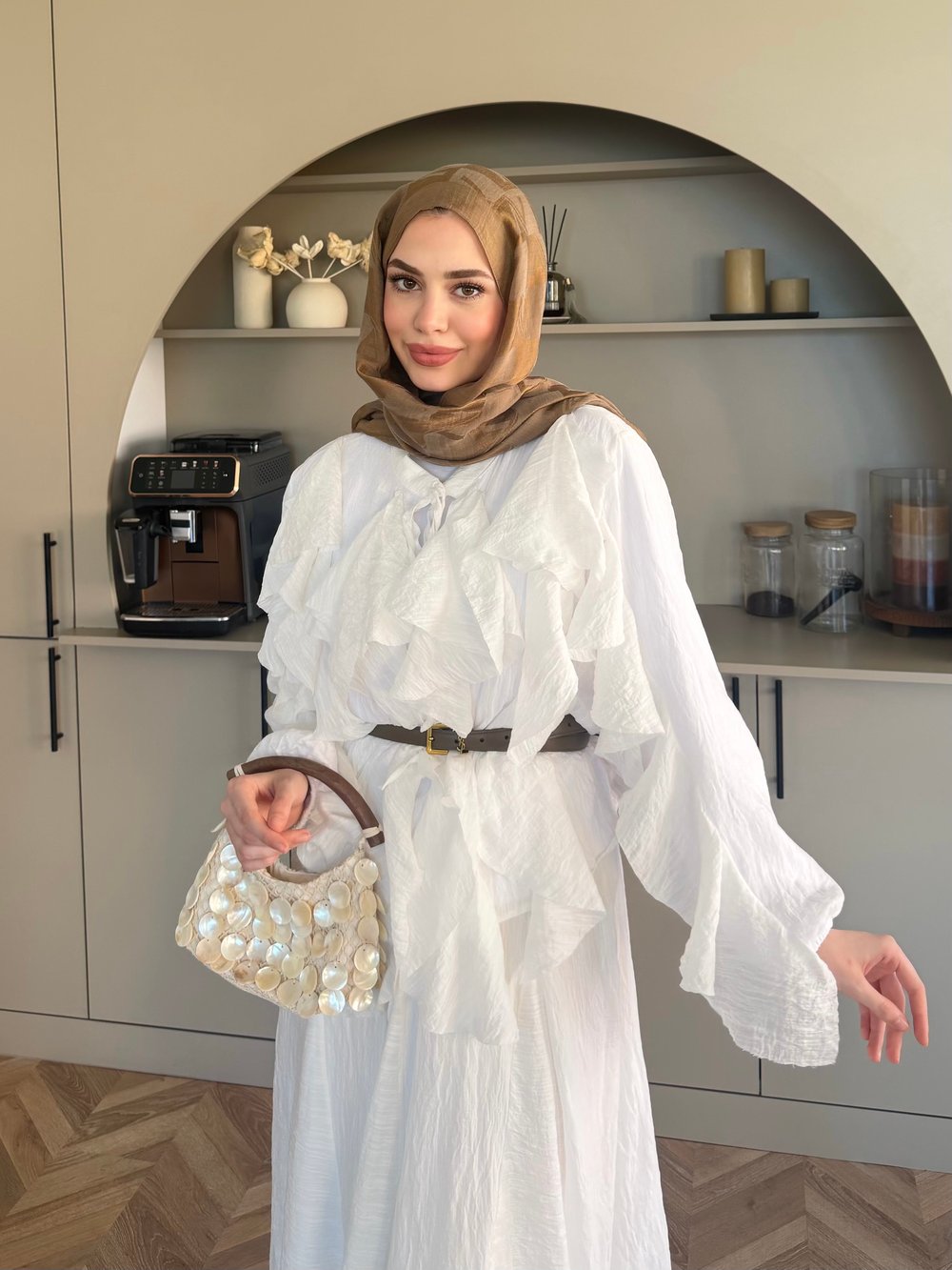 Angelina Fırfırlı Etekli Takım Beyaz (4105)