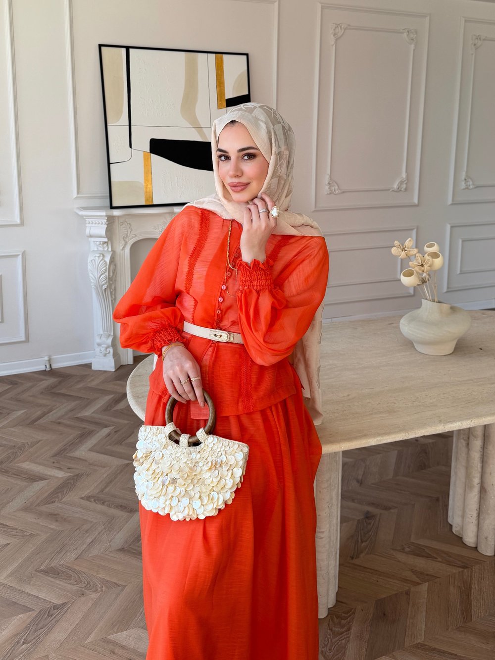 Artemis Nakışlı Etekli Takım Oranj (5712)