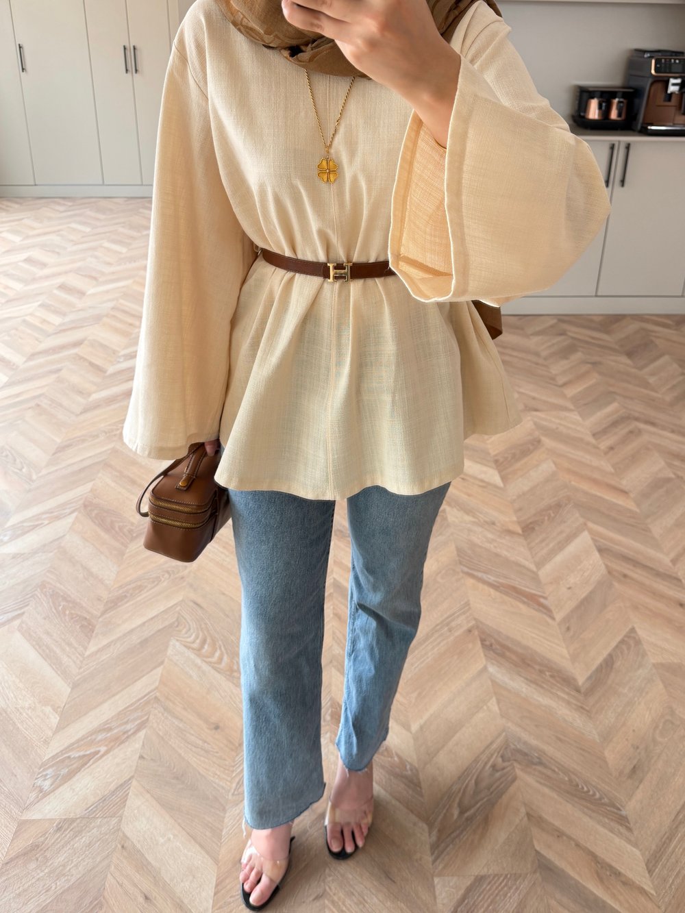 Ava Keten Bluz Bej (4528)
