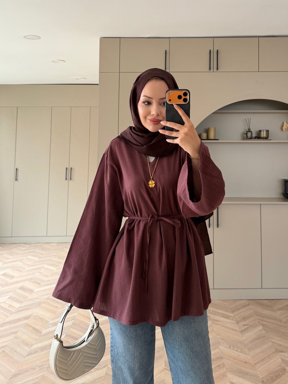Ava Keten Bluz Bordo (4528)