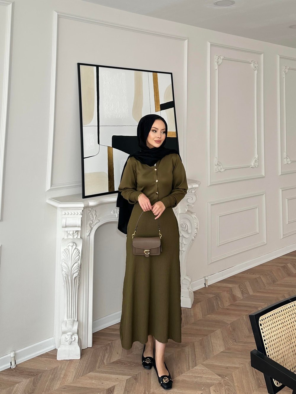 Ayda Triko Elbise Haki