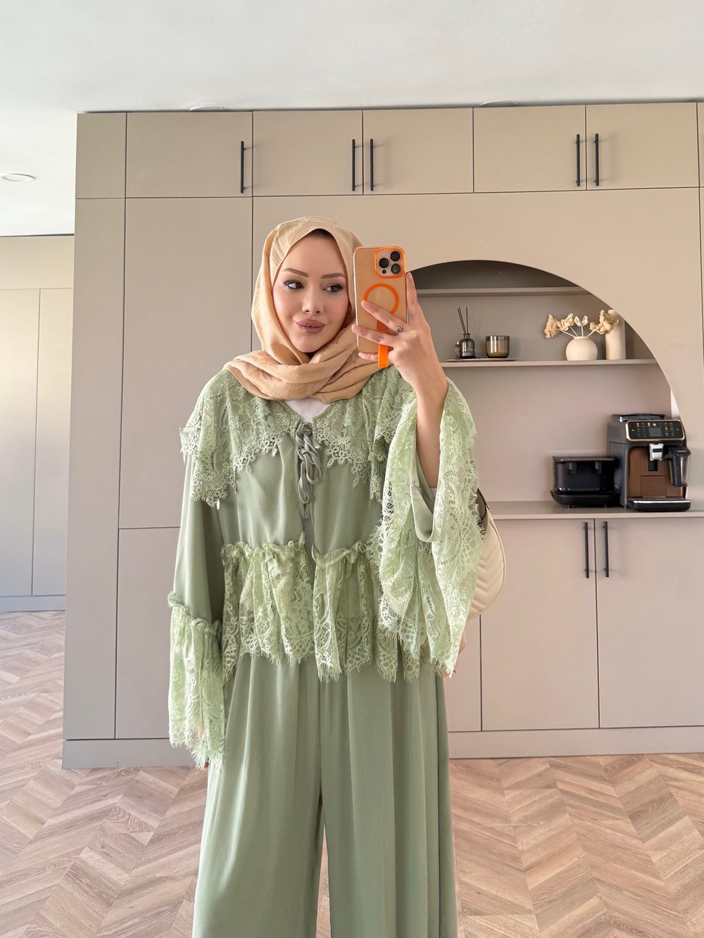 Belinay Dantelli Pantolon Takım Yeşil (5784)