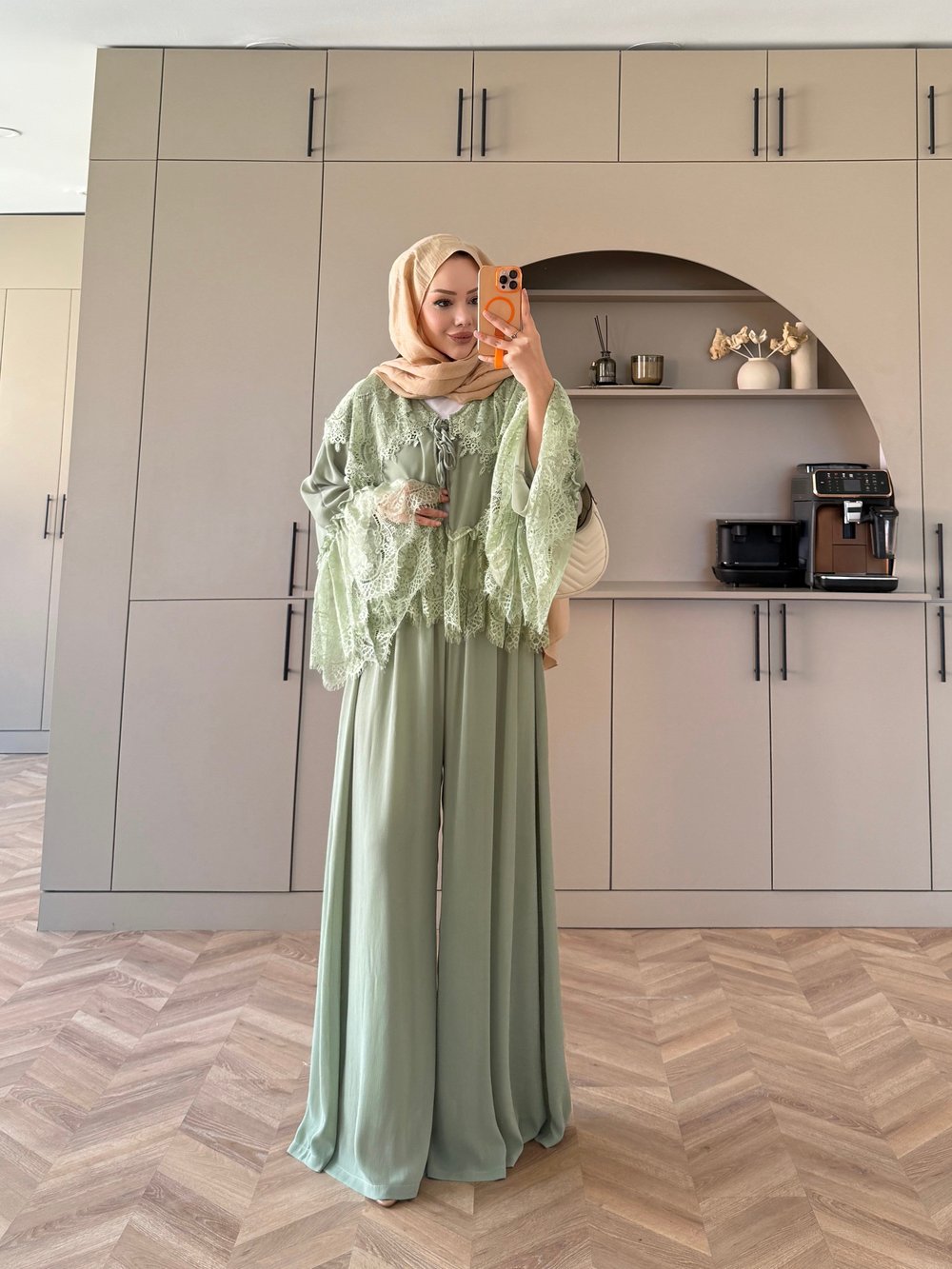 Belinay Dantelli Pantolon Takım Yeşil (5784)