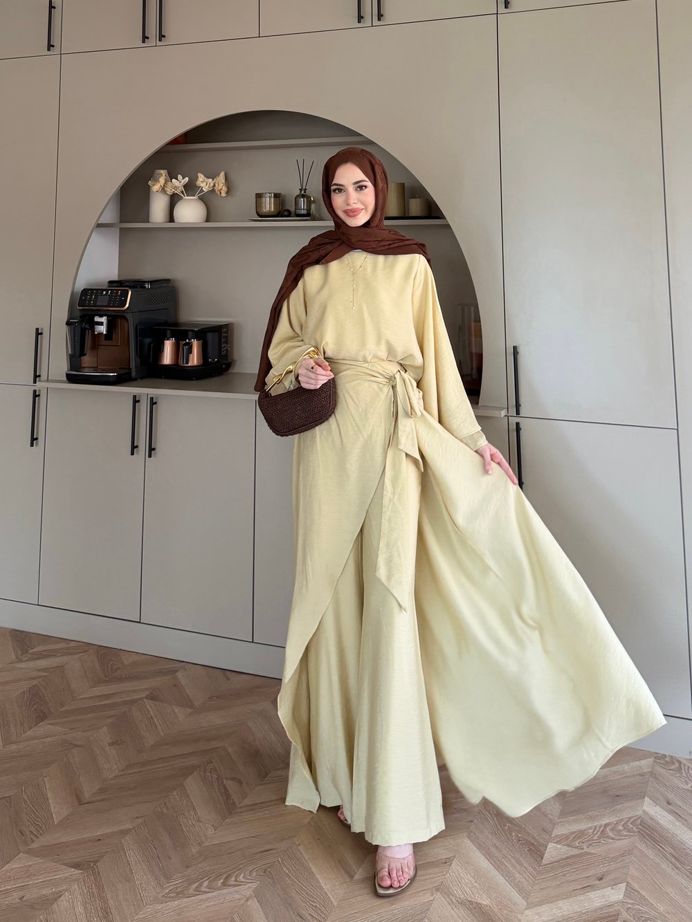 Berin Pelerinli Pantolonlu Takım Butteryellow (2419)